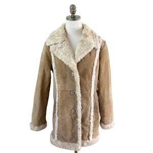 Vintage Y2K Wilsons Leather Maxima Tan Suede Penny Lane Coat Women's Size Large